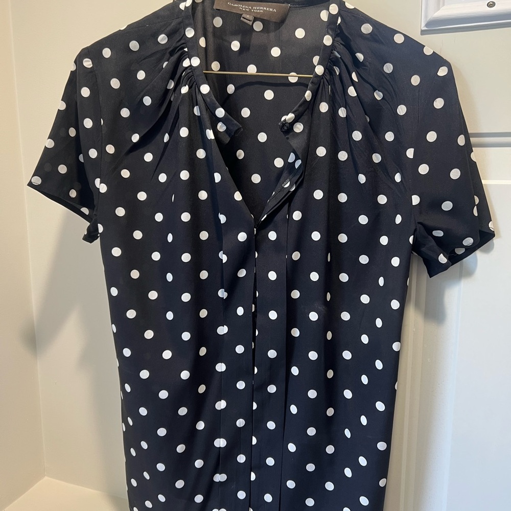 Carolina Herrera Black and White Casual Button Down Shirt